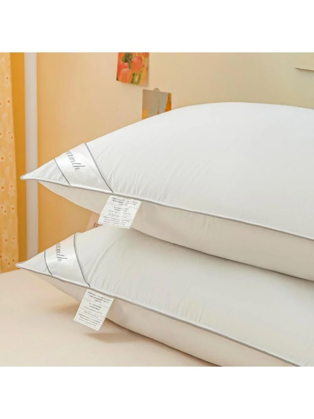 Cozy Queen Size Down Pillow with Goose Feathers, Hotel-Quality Sleep Comfort